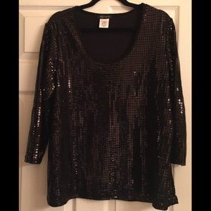 Slinky Brand Black Sequin Top.